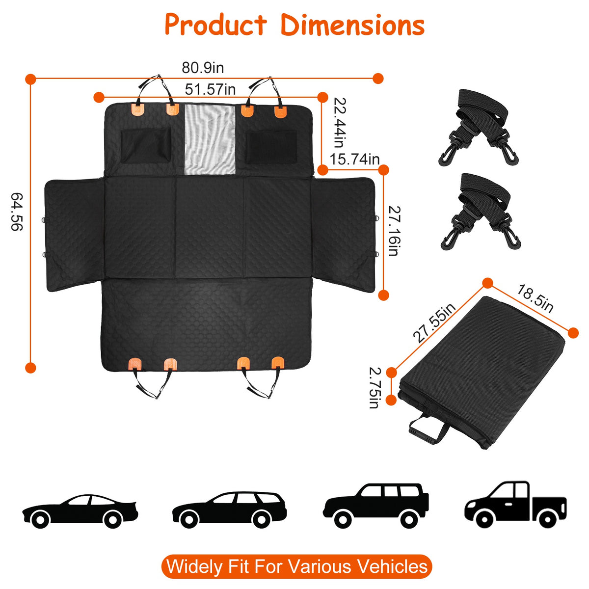 Back Seat Cover with Mesh Window