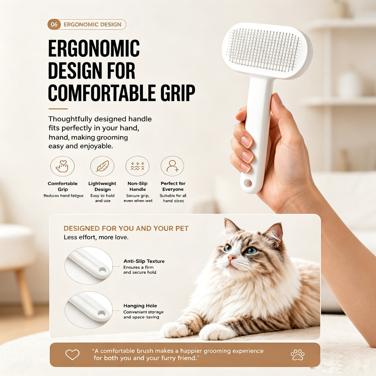 Self-Cleaning Slicker Brush
