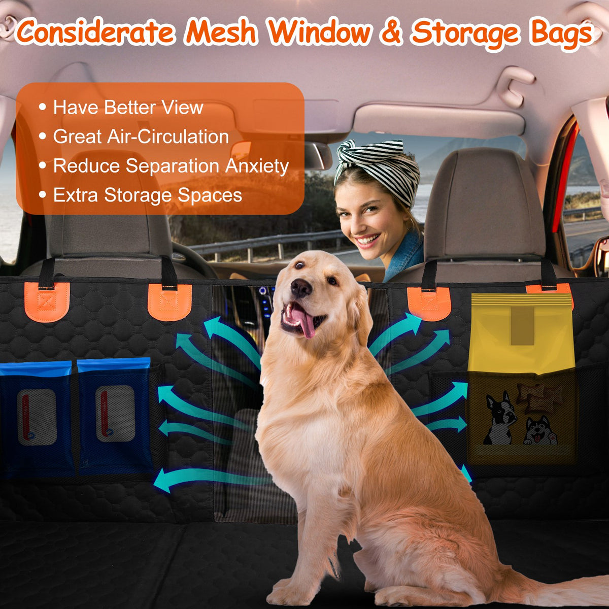 Back Seat Cover with Mesh Window