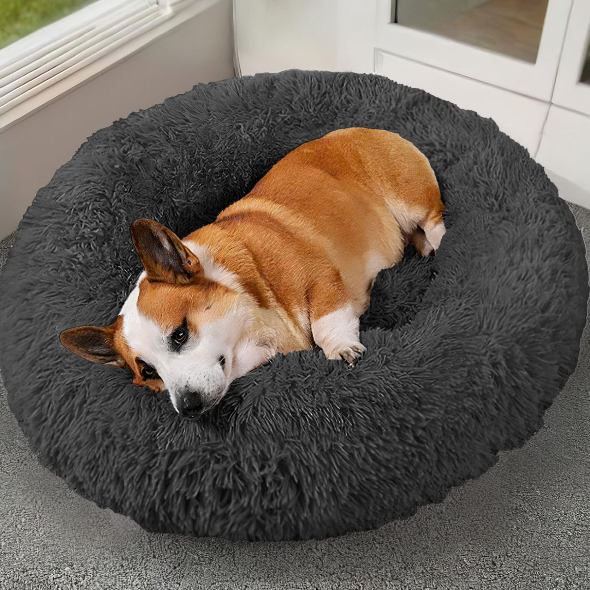 Plush Bolster Pet Bed