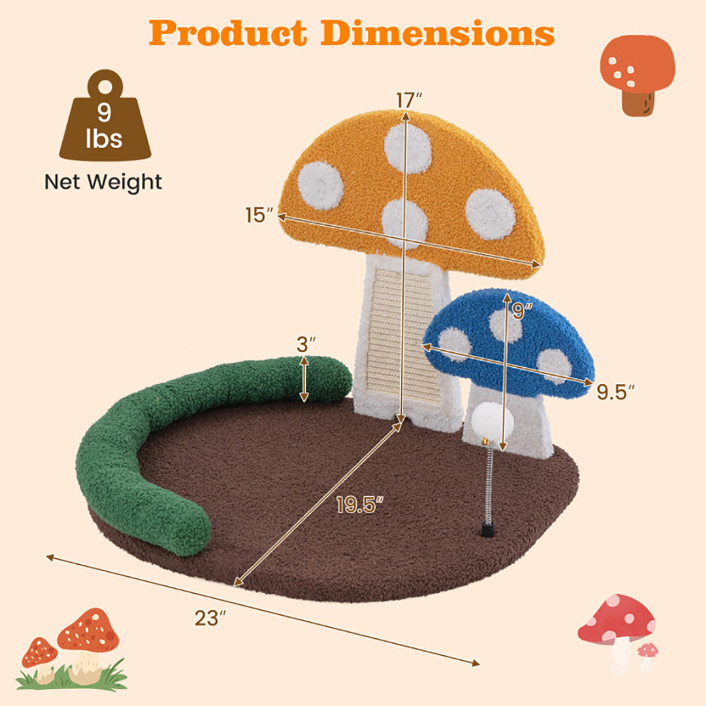 Mushroom Cat Bed with Scratcher