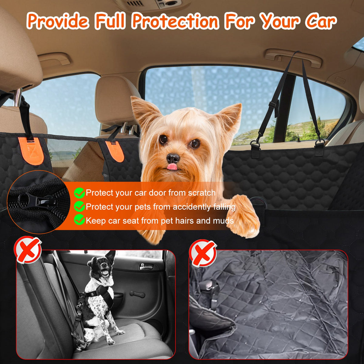 Back Seat Cover with Mesh Window