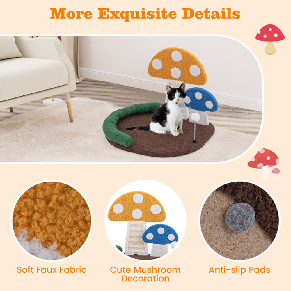 Mushroom Cat Bed with Scratcher