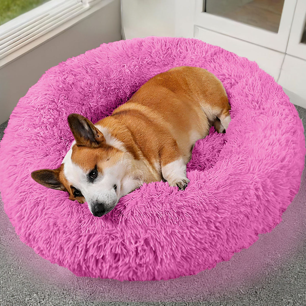 Plush Bolster Pet Bed