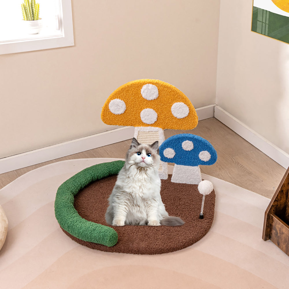 Mushroom Cat Bed with Scratcher