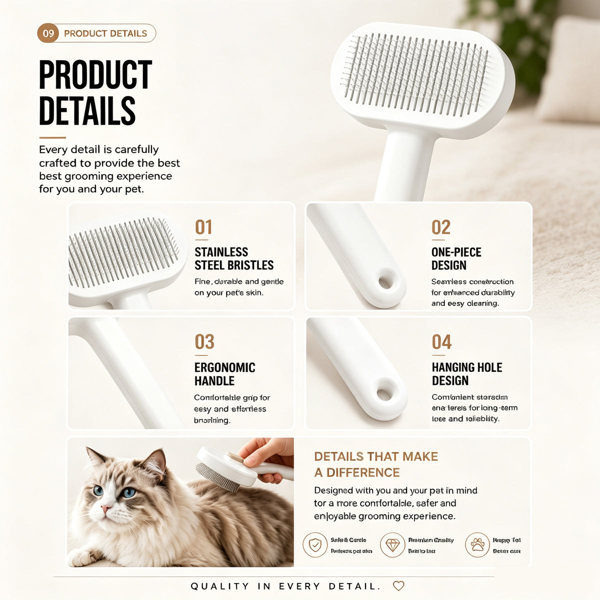 Self-Cleaning Slicker Brush