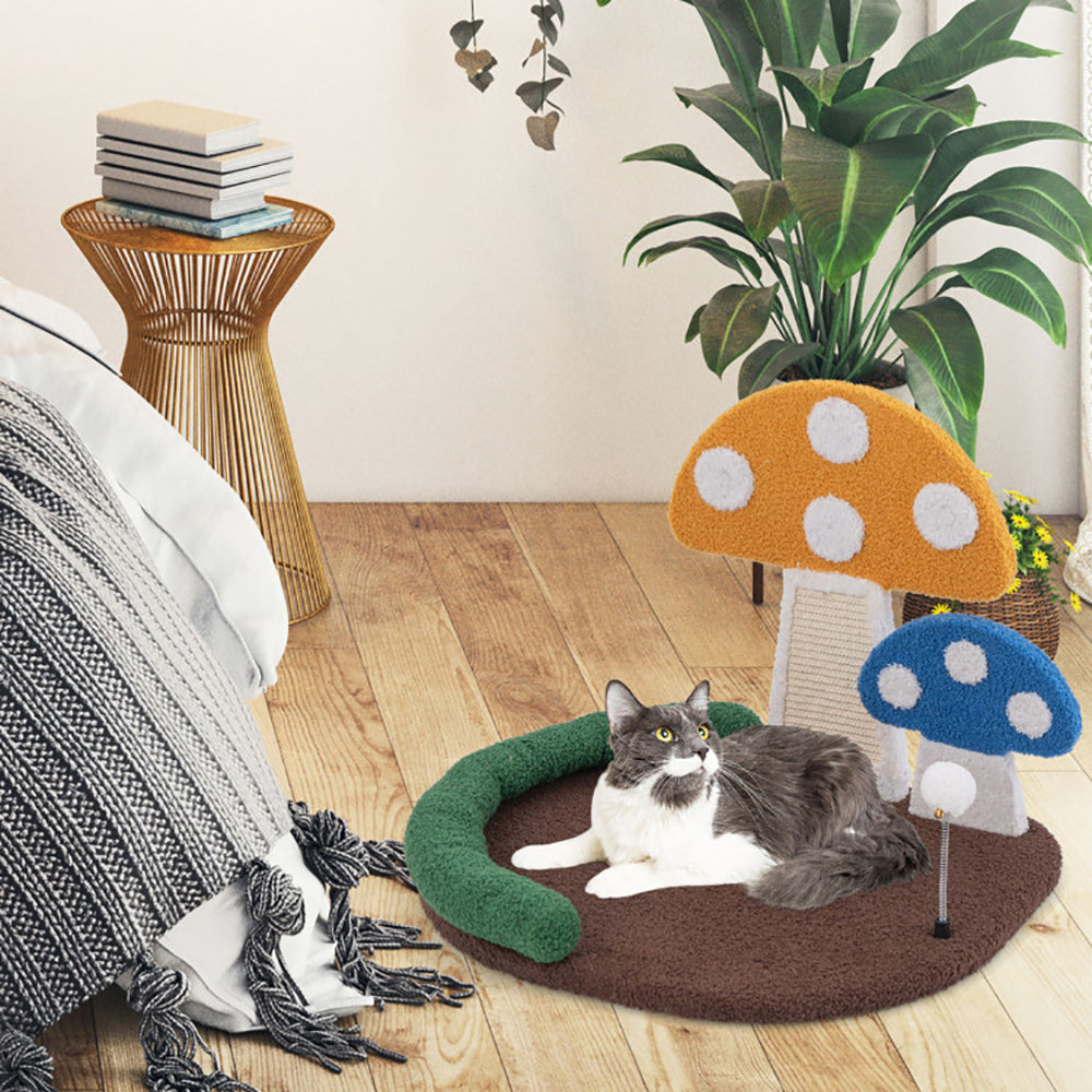 Mushroom Cat Bed with Scratcher