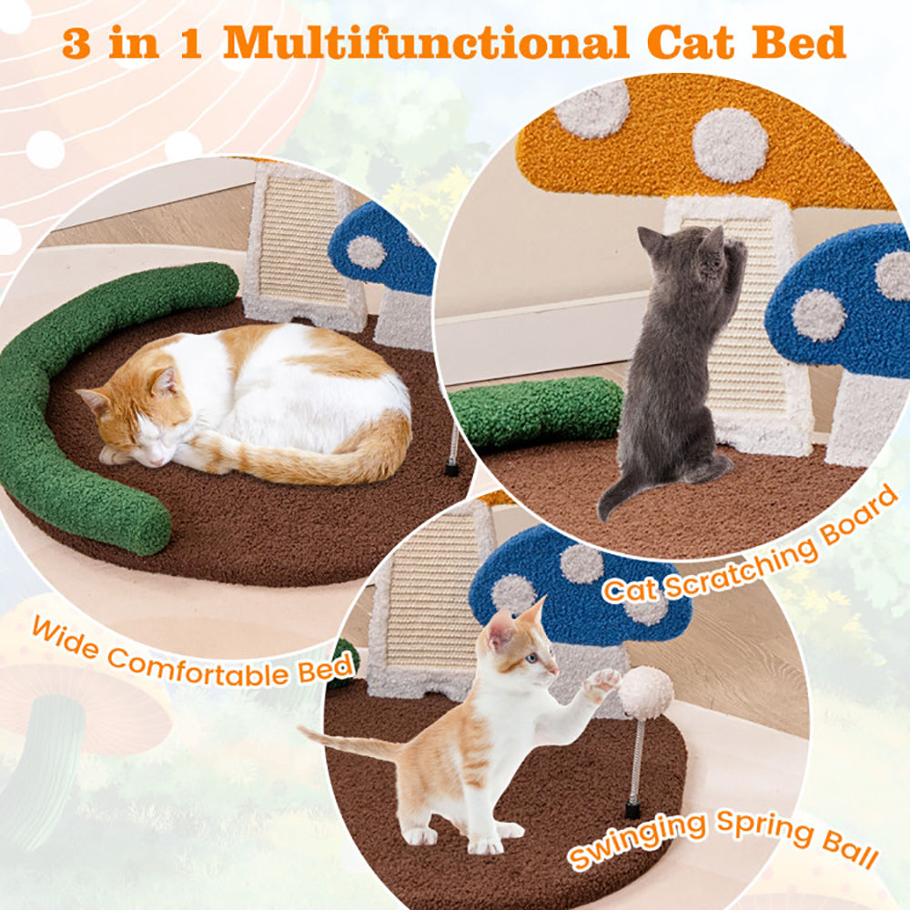 Mushroom Cat Bed with Scratcher