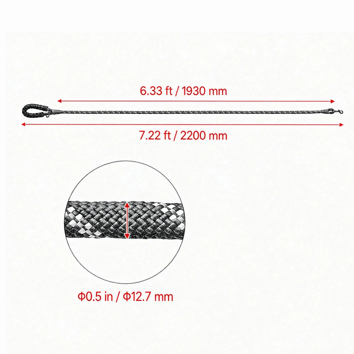 Reflective Rope Leash, 6 ft