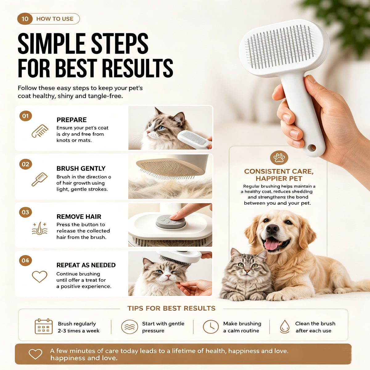 Self-Cleaning Slicker Brush