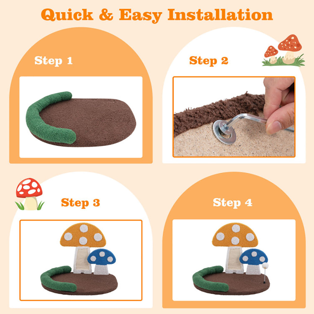 Mushroom Cat Bed with Scratcher